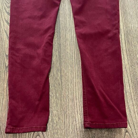 Maurices Womens Straight Leg Pants High Rise Cotton Blend Stretch Burgundy Sz L - Picture 6 of 9